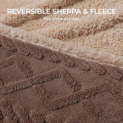 Waterproof Pet Blanket, Liquid Pee Proof Dog Blankets for Sofa Bed Couch, Reversible Sherpa Fleece Furniture Protector Cover for Small Medium Large Dogs Cats,Khaki Small（40" x 28"）