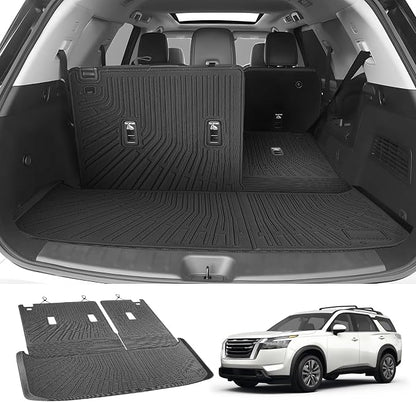 Cartist Cargo Mat & Backrest Mat Fits for Nissan Pathfinder 2022 2023 2024 2025 2026(7/8 Seats) All Weather TPE Trunk mat for Pathfinder Car Accessories for Pathfinder 2022-2026