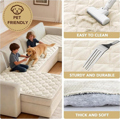 H.VERSAILTEX Chenille Couch Cover for Dogs Washable Soft Fuzzy Loveseat Covers Sectional Sofa Cover Thick Pet Couch Cover Protector Non-Slip Dog Bed Cover(Ivory, 28" x 67")