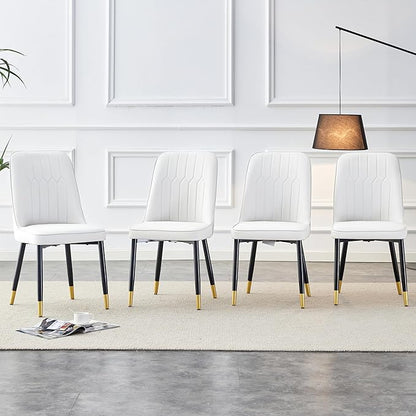 Dining Chairs Set of 4，Modern Dining Chairs, Equipped with PU Leather Backrest Cushions and Metal Legs, Suitable for Restaurants, Kitchens, and Dining Room Chairs