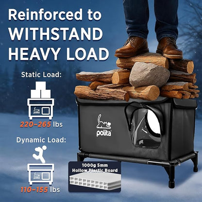 Rugged Heated Cat House for Outdoor Cats in Winter, Extremely Insulated & 100% Weatherproof, Elevated Feral Cat Shelter with Waterproof Eaves & Safe Escape Door for Stray & Barn Cats