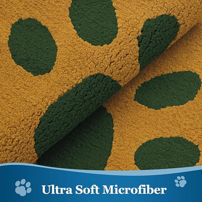 Buganda Dog Door Mat for Muddy Paws, Absorbent Dirt Trapper Washable Indoor Doormats, Non Slip Low-Profile Mud Mat for Dogs, Front Entrance Doormat for Inside Floor (36x24 Inches, Yellow and Green)