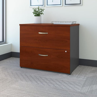 Bush Business Furniture Components 35-2/3"W x 23-3/10"D Lateral 2-Drawer File Cabinet, Hansen Cherry/Graphite Gray, Standard Delivery, WC24454C