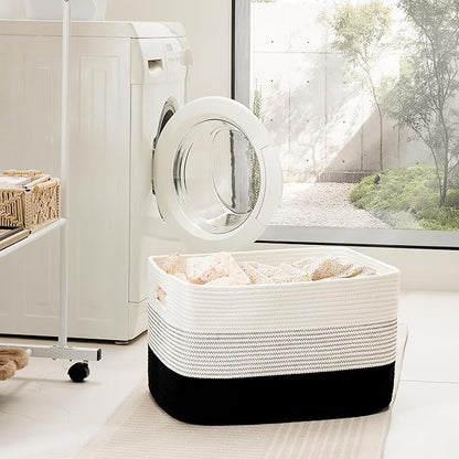 Blanket Basket,Rectangle Woven Baskets for Storage,30L Laundry Basket for Decorative Nursery Blanket,Toys,Dirty Clothes and Magazine in Shelves,Baby Room,and Living Room