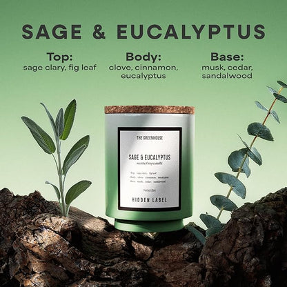 Christmas Candle, Eucalyptus Sage Soy Candle, 12oz/75-Hours Burn Time, 100% Natural Candles Non Toxic, Aromatherapy Candle for Home Scented,Women,Stress Relief, Meditation, Yoga & Relaxation