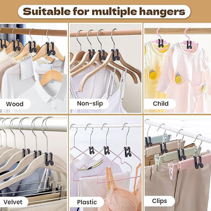 Mlici Clothes Hanger Connectors - 60 Pcs Multi-Level Cascading Hooks, Heavy Duty Plastic Mini Hooks for Space Saver Closet Organizer, Black