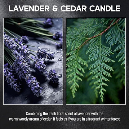 Lavender＆Cedar Candle, 9oz Scented Candle for Men, Scented Candles for Home, Soy Candle Gifts for Men, Personalized Blessing Minimalist Men's Scented Candle