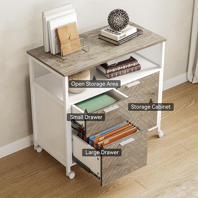 LITTLE TREE 63-Inch Office Desk with 31.5-Inch Lateral File Cabinet, Study Writing Desk Computer Desk for Home Office