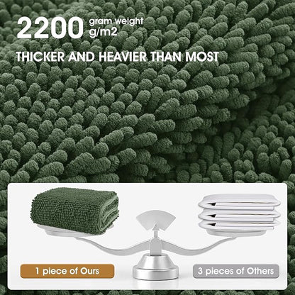 IM HOME Large Dog Door Mats for Muddy Paws, 48" x 30" Chenille Absorbent Mud Mat for Dogs, Non Slip Heavy Dog Rugs for Muddy Paws, Soft Indoor Door Mat for Entryway, Mud Paw, Inside Floor, Olive