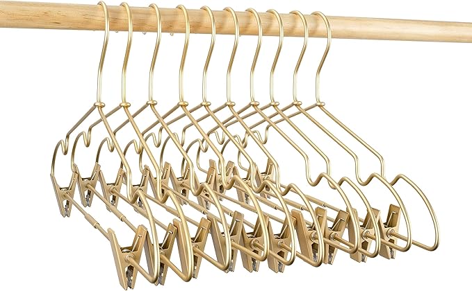 12.5" Gold Metal Baby Clothes Clips Hanger Children Kids Coat Hanger Display and Storage 10Pack