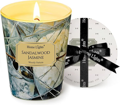 HomeLights Soy Wax Candles for Home Scented, 1-Wick Candles in Sandalwood Jasmine Scented, Industrial Chic Aromatherapy Candles Gift for Parties, Relaxing, 6.7oz