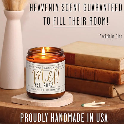 New Mom Gifts for New Mom - 'Est. 2025' Candle, w/Coconut & Vanilla-Infused Essential Oils I Postpartum Gifts for First Time Mommy Push Presents I 50Hr Burn, USA Made
