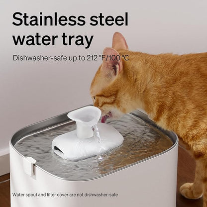 PETLIBRO Upgrade Cat Water Fountain, Dockstream 2 Smart App Monitoring Pet Water Fountain for Cats Indoor, 3L/101oz Cat Fountain Stainless Steel Tray for Drinking, 5G WiFi Auto Cat Water Dispenser Dog