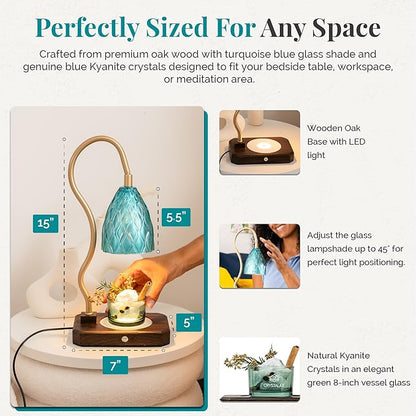 CRYSTALAX Candle Warmer Lamp with Kyanite Crystals – Luxury Flameless Candle Melting Lamp for Home Décor, Aromatherapy & Relaxation – Timer, Touch Sensor & 2 Bulbs with Luxury Gifting Packaging