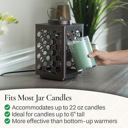 Candle Warmers Etc. Garden Candle Warmer Lantern – for Top-Down Warming & Flame-Free Fragrance