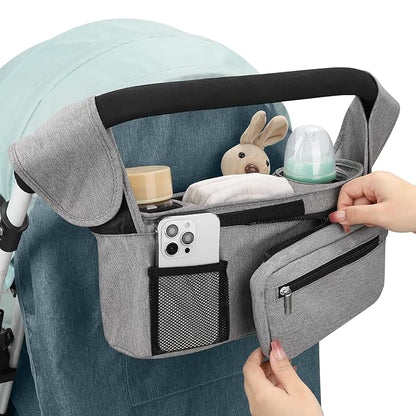Accmor Universal Stroller Organizer with Insulated Cup Holder Detachable Phone Bag and Shoulder Strap,Stroller Bag Caddy Organizer Fits for Uppababy, Baby Jogger, Britax Strollers