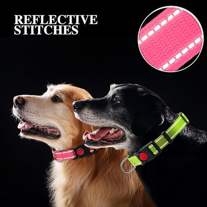 2 Pack Reflective Dog Collars for Medium Large and Small Breed Dogs Male Female,Padded Soft Durable Nylon Neoprene Collar for Puppy Dogs Girl Boy with Quick Release Safety Buckle,Purple,Teal,XS
