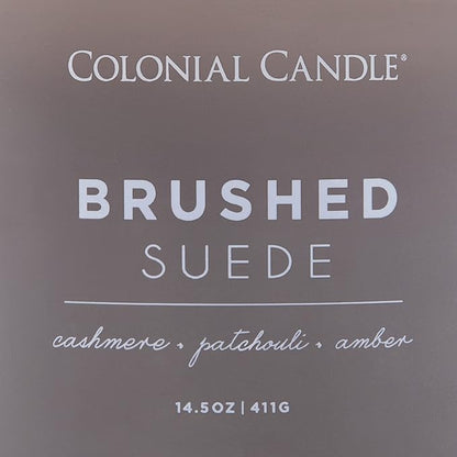 Colonial Candle Brushed Suede Scented Jar Candle, Pop of Color Collection, 3 Wick, Grey, 14.5 oz - Up to 60 Hours Burn