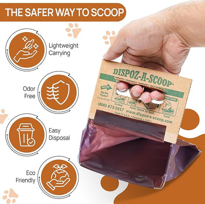 Dispoz-A-Scoop® 250 Pack"Scoop-Seal-Dispose” Dog Pooper Scooper with Bag Attachment, No-Touch Pooper Scoopers Solution, Portable Pooper Scooper for Dogs Large and Small, Dog Poop Scooper for Yard Walk