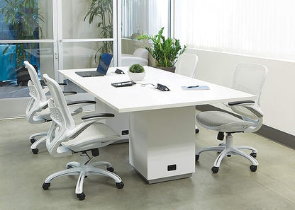 Office Star Ventilated Manager's Office Desk Chair with Breathable Mesh Seat and Back, White Base, White
