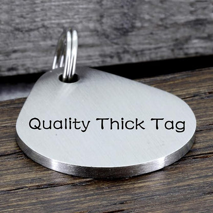 Ultra Joys Cat ID Tag Personalized Pet Tags, Durable Stainless Steel Small Pet Mini Dog Cat Tag Lightweight -Teardrop Tag in Silver