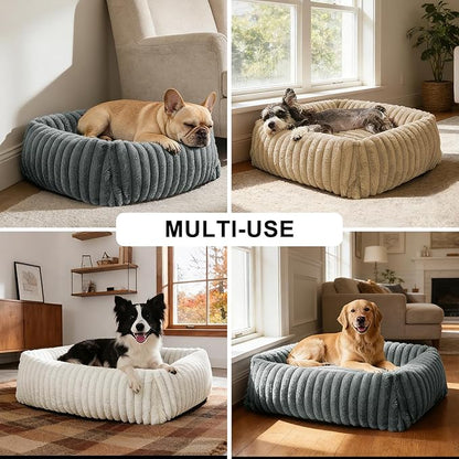 FURTIME Dog Bed for Small Dogs, Washable Orthopedic Dog Bed with Removable Cover, Rectangle Soft Calming Sleeping Puppy Bed Durable Pet Cuddler with Anti-Slip Bottom