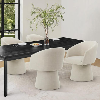 Swivel Dining Chairs Set of 2, Upholstered Mid Century Modern Deskchair with Barrel Back, Linen Fabric Kitchen Chairs for Dining Room, Bedroom, Dressing Room, Linen