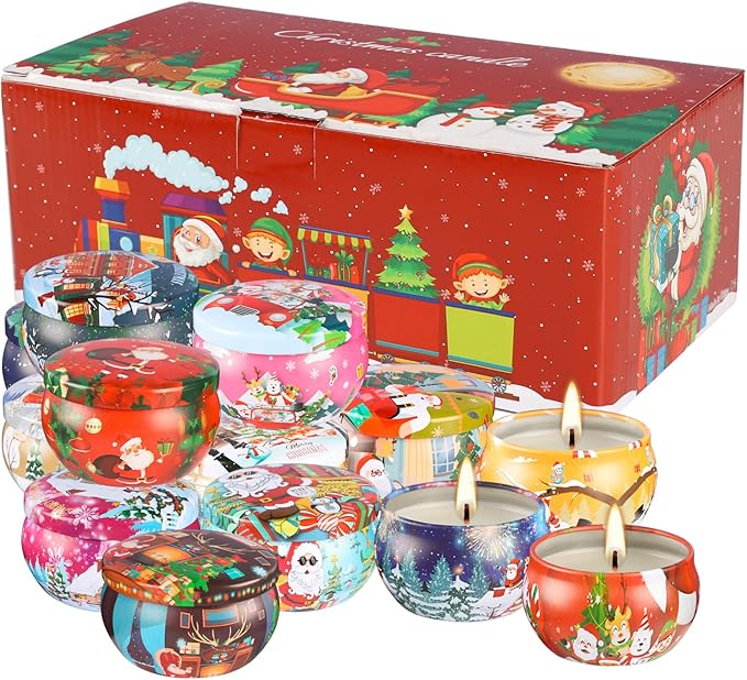 16Pack Christmas Candles Gift Set, Long Lasting Burning Natural Soy Wax 2.5oz Scented Candles with Essential Oils for Home Scented,