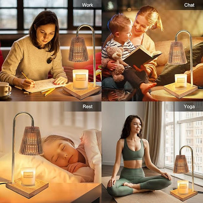 Candle Warmer Lamp Dimmable Wax Melt Warming Lamp with Timer Scented Wax Candle in Jar During Bathing & Yoga & Meditation with 2 Bulbs Home Decor Gift for Female (Dress)