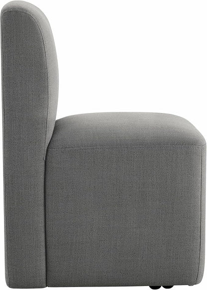 CHITA Dining Chairs with Casters Set of 2, FSC Certified Upholstered Armless Modern Rolling Dining Chairs with Rollers for Bedroom Reading Room Living Room, Grey