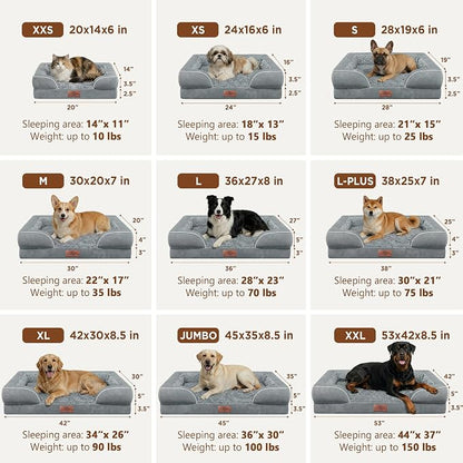 Comfort Expression Waterproof Orthopedic Dog Beds for Extra Large Dog | Supportive Egg Crate Foam X-Large Pet Bed with Removable Bolster, Dog Couch with Washable Cover & Non-Slip Bottom, 48x30 Inch