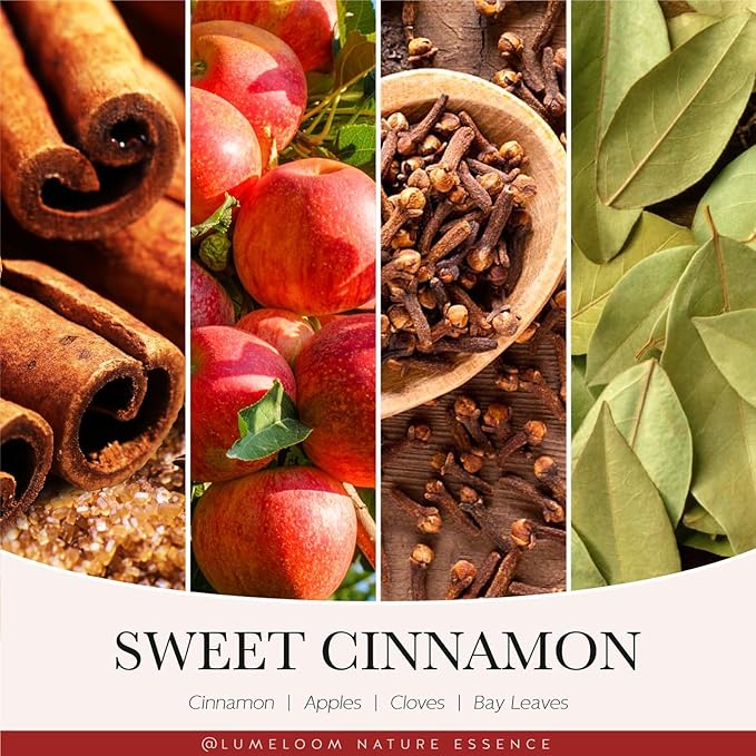 Cinnamon Candles, 14.5oz, Large 3-Wick Soy Wax Christmas Candles for Home Scented, Sweet Cinnamon, Apple, Clove Scent, Christmas, Holiday Gifts for Women, Men, Teacher, Long Burning Time