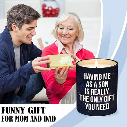 Christmas Gifts for Mom from Son - Mom Christmas Gifts from Son - Moms Birthday Gift Ideas from Son - Mother Gift, Funny mom Candle, 10 Oz Jar Lemongrass Scent Soy Wax Candle