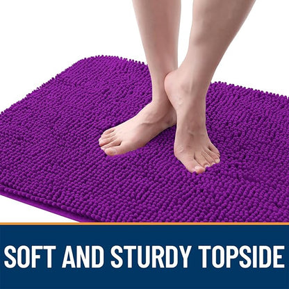 OLANLY Dog Door Mat for Muddy Paws 47x32, Absorbs Moisture and Dirt, Absorbent Non-Slip Washable Doormat, Quick Dry Chenille Mud Mat for Dogs, Entry Indoor Entryway Carpet for Inside Floor, Purple
