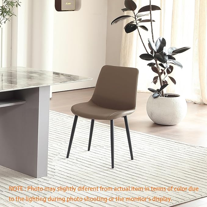 Leather Dining Chairs Set of 4, Mid Century Modern Faux Leather Kitchen & Dining Room Chairs, Comfortable Dinner Chair Kitchen Chairs for Restaurant Living Room, Cafe, Home (4, Coffee)