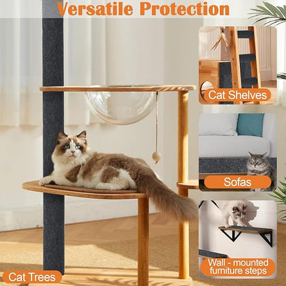 Cat Scratch Furniture Protector - 158" x 13.8" Trimmable Self-Adhesive Cats Claws Scratch Pads, DIY Cat Climbing Couch Protector for Scratch Post Cat Tree Replacement Indoor (Dark Gray)