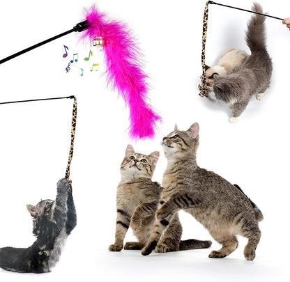 AILUKI 35 PCS Cat Toys Kitten Toys Assortments,Variety Catnip Toy Set Including 2 Way Tunnel,Cat Feather Teaser,Catnip Fish,Mice,Colorful Balls and Bells for Cat,Puppy,Kitty