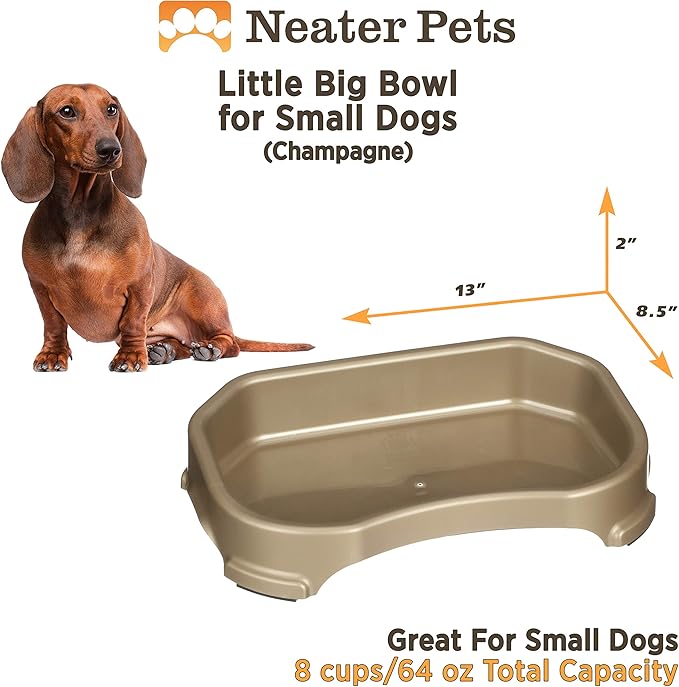 Neater Pet Brands Large Capacity Outdoor Dog Water Bowl for Small Dogs, Cats, Reptiles, Birds, & Small Animals, Outdoor Water Bowls for Dogs (8 Cups), Feed Bowl & Trough, Indoor or Outside, Champagne