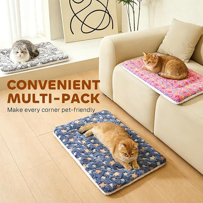 Mora Pets Cat Bed Dog Crate Pad Ultra Soft Pet Bed with Cute Star Print Washable Reversible for Small Dogs 14 x 17.5 inch 2 Pack Grey