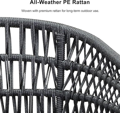PURPLE LEAF 5 Pieces Outdoor Dining Set All-Weather PE Rattan Outdoor Patio Furniture Set with All Aluminum Frame Rectangular Table and Chairs Set for Lawn Garden Backyard Deck, Grey