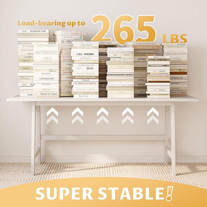 IOTXY Solid Wood Writing Table - 72" W x 24" D Minimalist Long Computer Desk for Home Office, Work, Study, Creativity, and PC Workstation, White