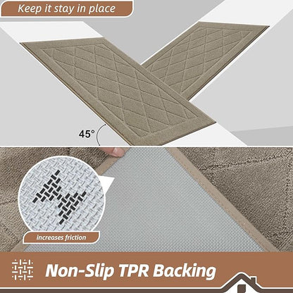 BEQHAUSE Dirt Trapper Door Mat 24" x 36", Doormat Non-Slip Entryway Rugs Washable, Dog Door Mat Stain Resistant and Absorbent Welcome Floor Mat for Front Back Door, Mud Wet Shoes & Paws, Beige