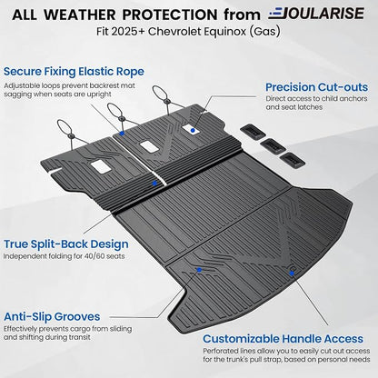 Cargo Mat with Backrest Mat for 2025-2026 Chevy Equinox(Only Gas)/GMC Terrain, All Weather TPE Trunk Cargo Mat Car Accessories for Chevrolet Equinox