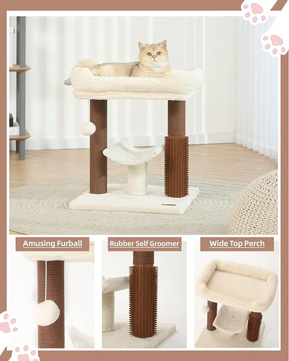 Hoopet cat Tree Tower,cat Scratching Post for Indoor Cats,Featuring with Super Cozy Perch,Cat Self Groomer and Interactive Dangling Ball Great for Kittens and Cats