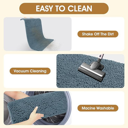 IM HOME Large Dog Door Mats for Muddy Paws, 48" x 30" Chenille Absorbent Mud Mat for Dogs, Non Slip Heavy Dog Rugs for Muddy Paws, Soft Indoor Door Mat for Entryway, Mud Paw, Inside Floor, Dusty Blue