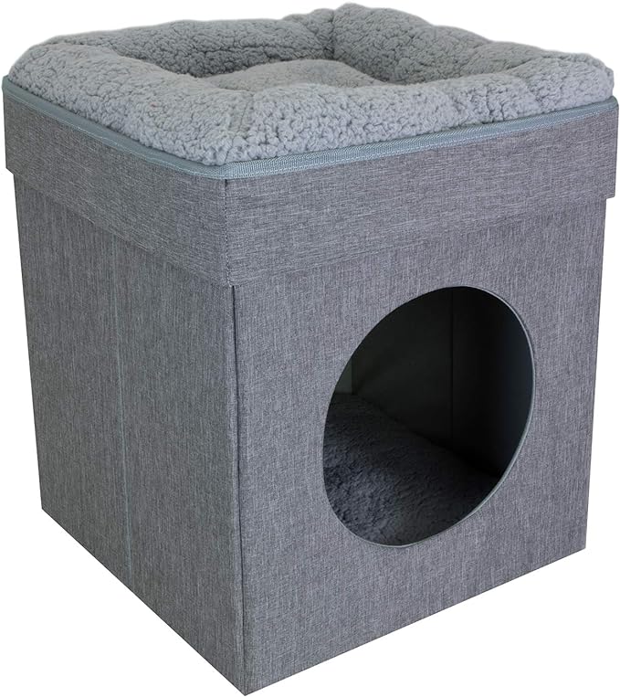 Kitty City Indoor Cat Cube Furniture, Gray Cube