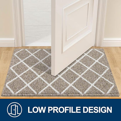 Finchitty Indoor Door Mat, Dirt Resistant and Absorbent, Low-Profile, Non-Slip, Washable Inside Floor Mats for Front Door, Back, and Entrance, 32" x 20", Khaki