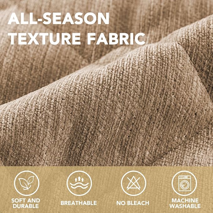 H.VERSAILTEX Chenille Couch Cover for Dogs Washable Soft Fuzzy Sofa Covers for 3 Cushion Couch Sectional Sofa Cover Thick Pet Couch Cover Protector Non-Slip Dog Bed Cover(Khaki, 28" x 102")