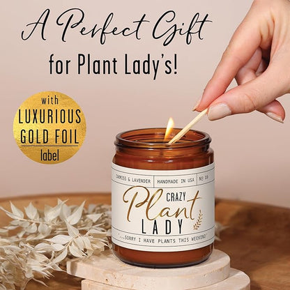 Plant Lady Gifts for Women, Soy Candle, w/Oakmoss & Amber I Plant Lady Themed Ideas I Gifts for Plant Lovers I 50Hr Burn, USA Made