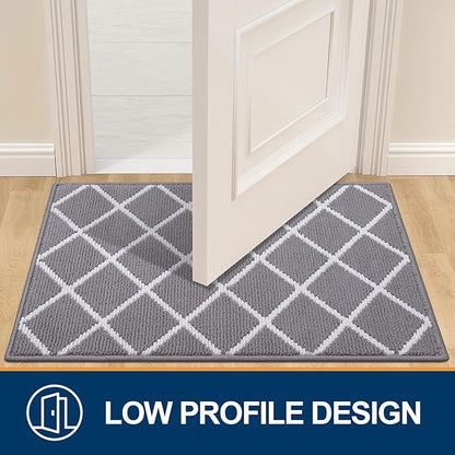 Finchitty Indoor Door Mat, Dirt Resistant and Absorbent, Low-Profile, Non-Slip, Washable Inside Floor Mats for Front Door, Back, and Entrance, 70" x 23", Grey